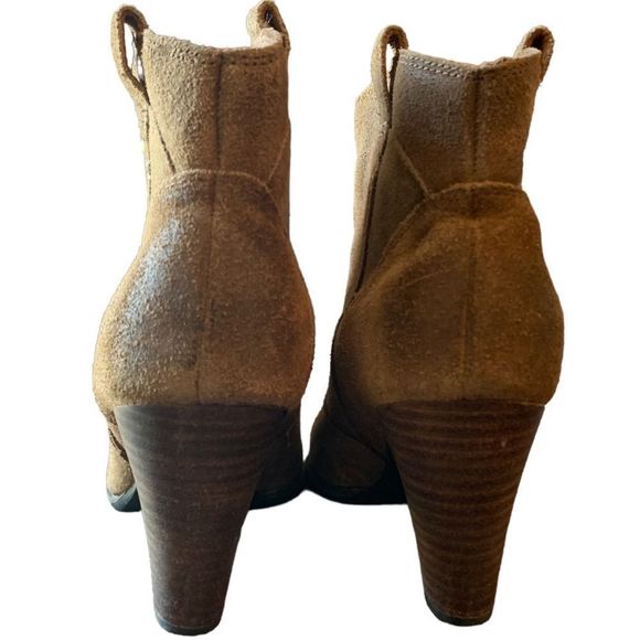 Clarks Indigo Cognac Western Suede Ankle Boots Sz 7 - Picture 5 of 8